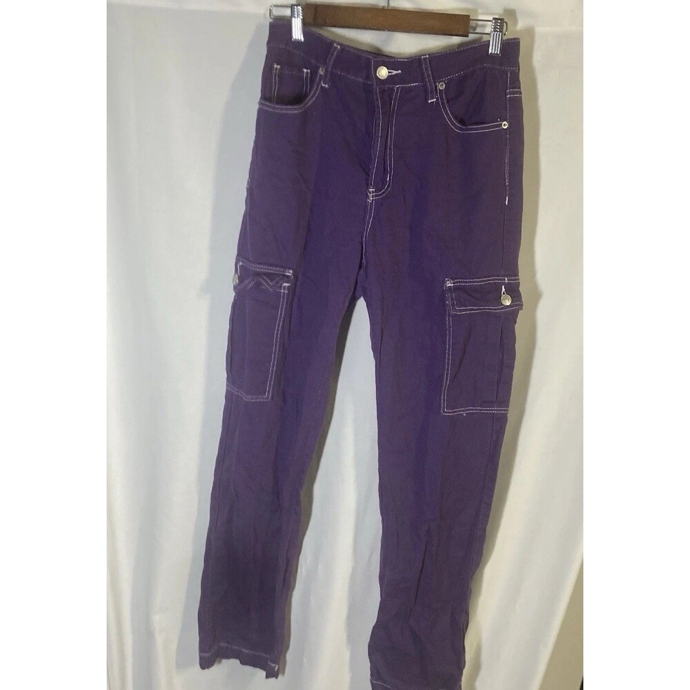 S.O.N.G purple straight leg cotton zip fly carpenter pants 7/28
